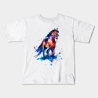 horse watercolor Kids T-Shirt